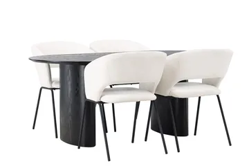 Oval matgrupp Venture Home Offwhite Svart 4st - Huonekalut - Pöytä & ruokailuryhmä - Ruokailuryhmä