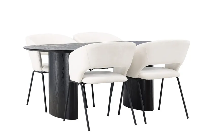 Oval matgrupp Venture Home Offwhite Svart 4st - Huonekalut - Pöytä & ruokailuryhmä - Ruokailuryhmä