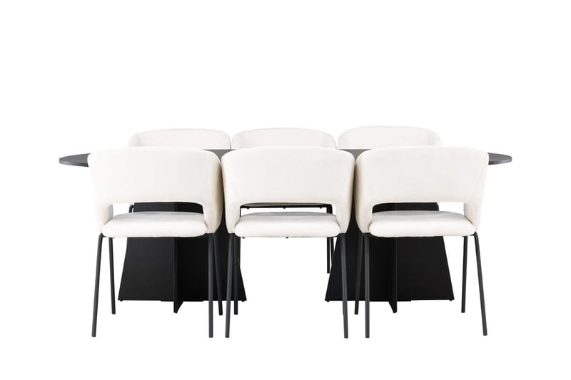 Oval matgrupp Venture Home Offwhite Svart 6st - Huonekalut - Pöytä & ruokailuryhmä - Ruokailuryhmä
