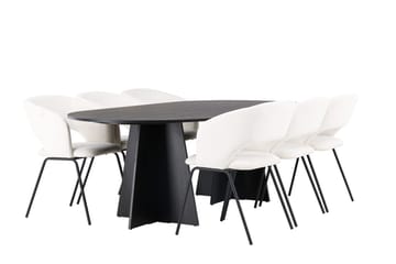 Oval matgrupp Venture Home Offwhite Svart 6st - Huonekalut - Pöytä & ruokailuryhmä - Ruokailuryhmä