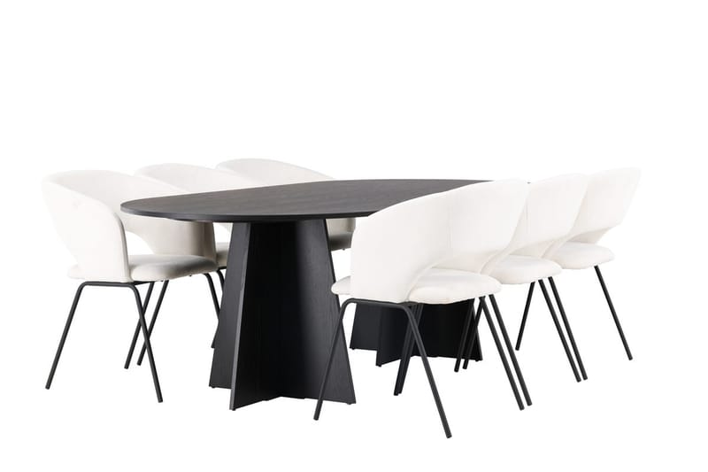 Oval matgrupp Venture Home Offwhite Svart 6st - Huonekalut - Pöytä & ruokailuryhmä - Ruokailuryhmä