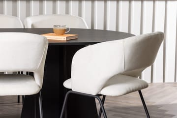 Oval matgrupp Venture Home Offwhite Svart 6st - Huonekalut - Pöytä & ruokailuryhmä - Ruokailuryhmä