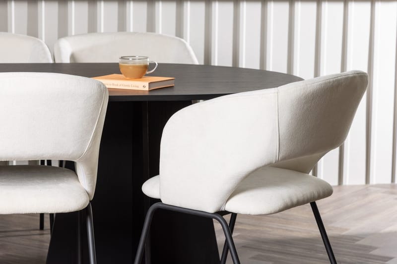 Oval matgrupp Venture Home Offwhite Svart 6st - Huonekalut - Pöytä & ruokailuryhmä - Ruokailuryhmä