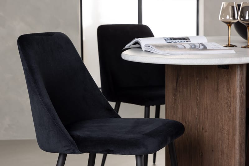 Oval matgrupp Venture Home Svart Ljusgrå 4st - Musta/Vaaleanharmaa - Huonekalut - Pöytä & ruokailuryhmä - Ruokailuryhmä
