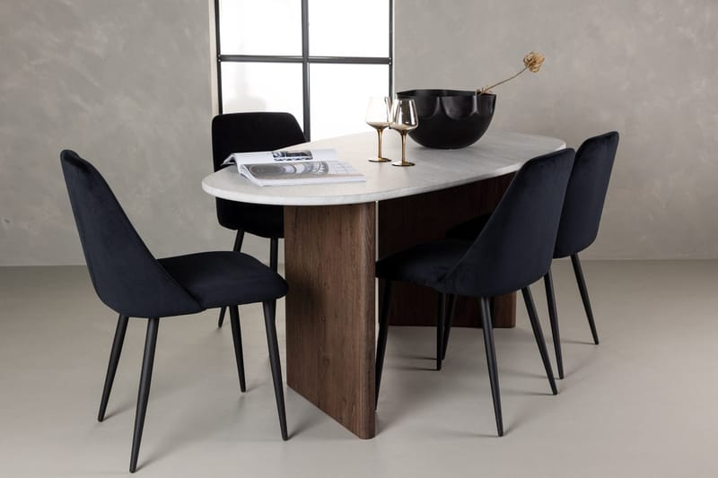 Oval matgrupp Venture Home Svart Ljusgrå 4st, Musta/Vaaleanharmaa