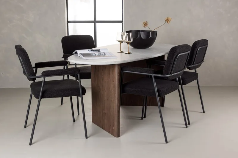 Oval matgrupp Venture Home Svart Ljusgrå 4st