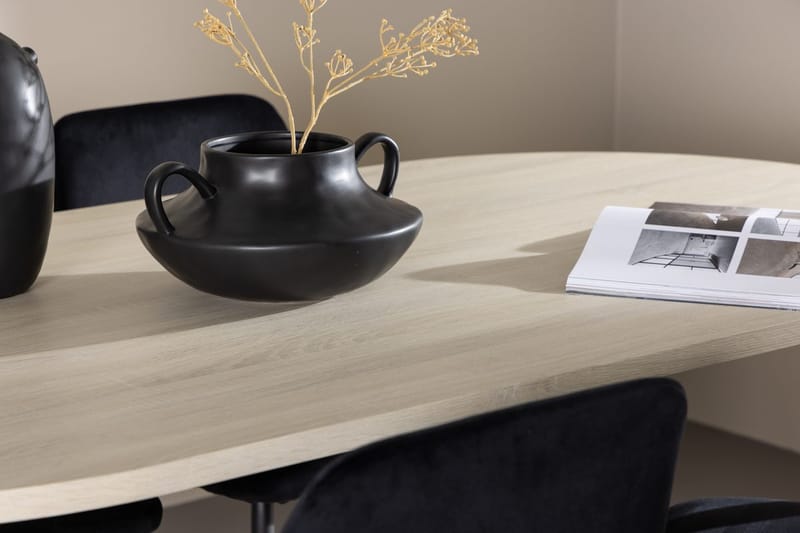 Oval matgrupp Venture Home Svart Ljust trä 4st - Huonekalut - Pöytä & ruokailuryhmä - Ruokailuryhmä