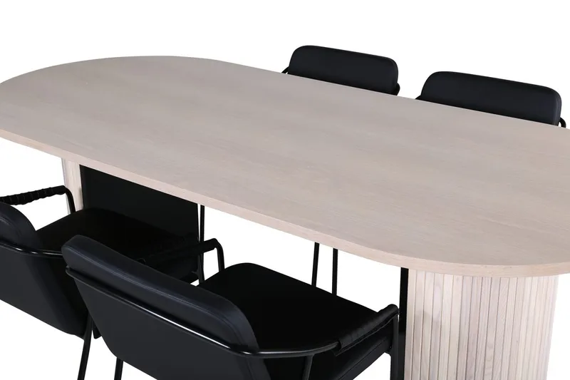 Oval matgrupp Venture Home Svart Ljust trä 4st - Huonekalut - Pöytä & ruokailuryhmä - Ruokailuryhmä