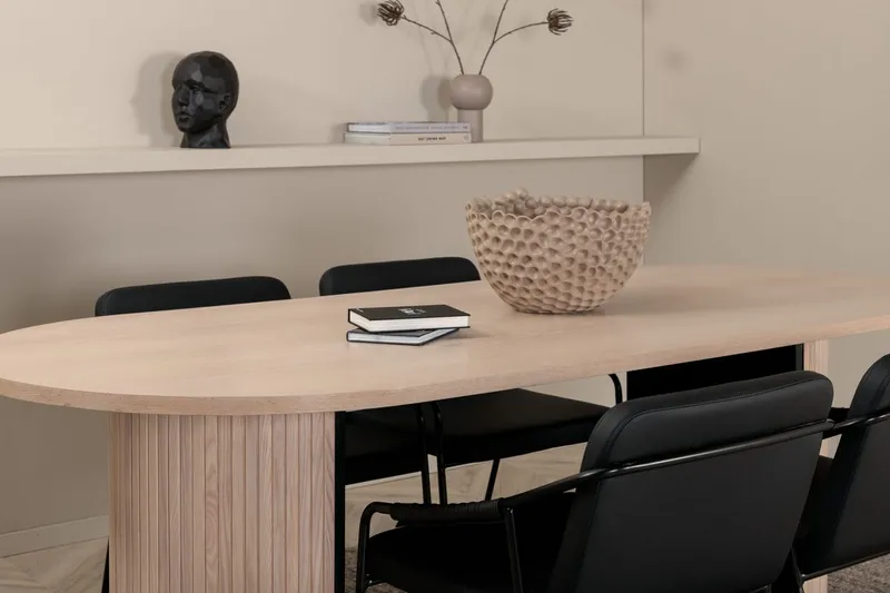 Oval matgrupp Venture Home Svart Ljust trä 4st - Huonekalut - Pöytä & ruokailuryhmä - Ruokailuryhmä