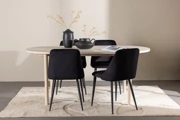 Oval matgrupp Venture Home Svart Ljust trä 4st - Huonekalut - Pöytä & ruokailuryhmä - Ruokailuryhmä