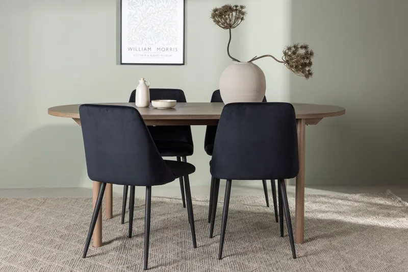 Oval matgrupp Venture Home Svart Mörkt trä 4st
