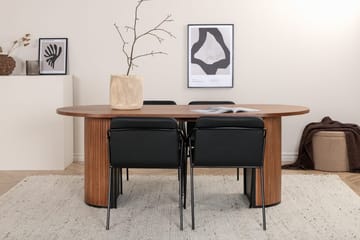 Oval matgrupp Venture Home Svart Mörkt trä 4st - Huonekalut - Pöytä & ruokailuryhmä - Ruokailuryhmä