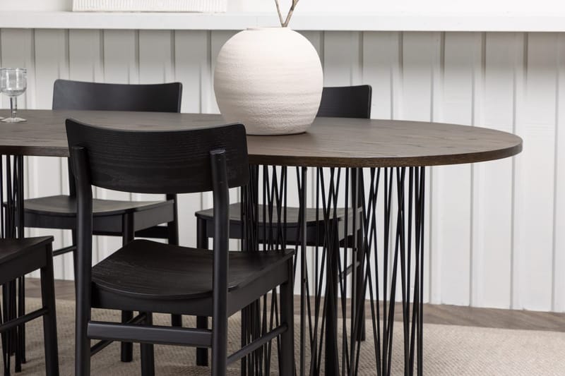 Oval matgrupp Venture Home Svart Mocka 4st - Huonekalut - Pöytä & ruokailuryhmä - Ruokailuryhmä