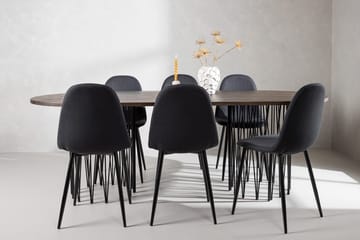 Oval matgrupp Venture Home Svart Mocka 6st - Huonekalut - Pöytä & ruokailuryhmä - Ruokailuryhmä