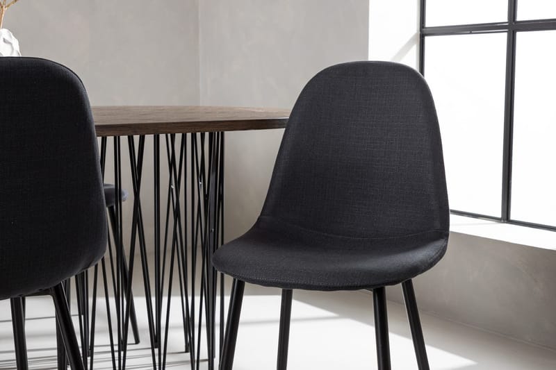 Oval matgrupp Venture Home Svart Mocka 6st - Huonekalut - Pöytä & ruokailuryhmä - Ruokailuryhmä
