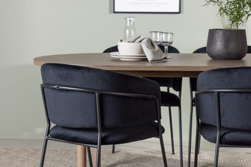 Oval matgrupp Venture Home Svart Natur 4st - Huonekalut - Pöytä & ruokailuryhmä - Ruokailuryhmä