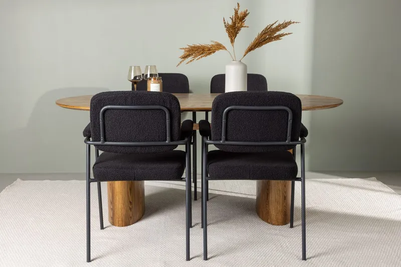 Oval matgrupp Venture Home Svart Natur 4st