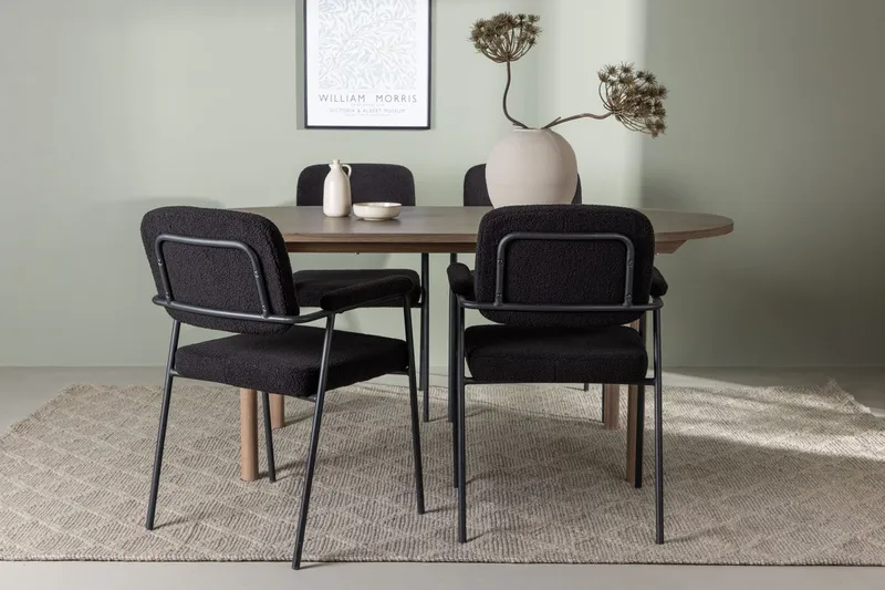 Oval matgrupp Venture Home Svart Natur 4st