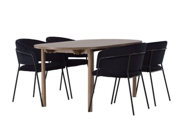 Oval matgrupp Venture Home Svart Natur 4st - Huonekalut - Pöytä & ruokailuryhmä - Ruokailuryhmä
