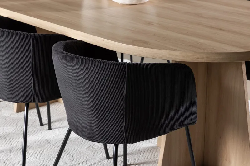 Oval matgrupp Venture Home Svart Natur 6st