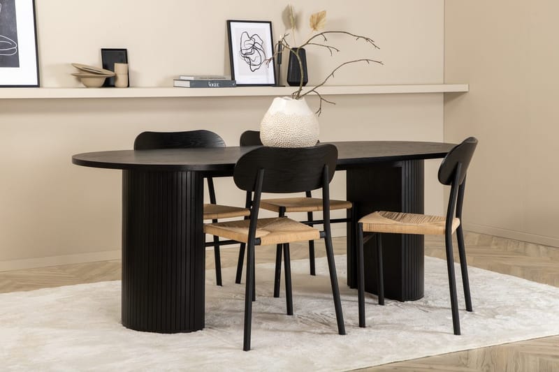 Oval matgrupp Venture Home Svart Svart 4st - Huonekalut - Pöytä & ruokailuryhmä - Ruokailuryhmä