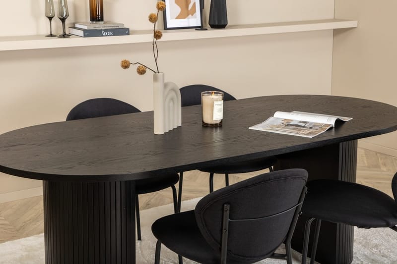 Oval matgrupp Venture Home Svart Svart 4st - Huonekalut - Pöytä & ruokailuryhmä - Ruokailuryhmä