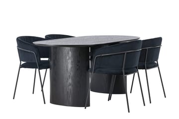 Oval matgrupp Venture Home Svart Svart 4st - Huonekalut - Pöytä & ruokailuryhmä - Ruokailuryhmä
