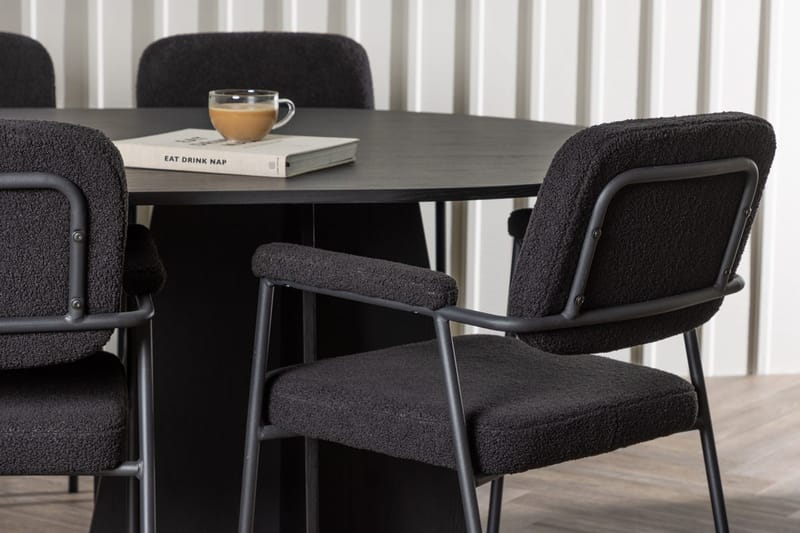 Oval matgrupp Venture Home Svart Svart 6st - Huonekalut - Pöytä & ruokailuryhmä - Ruokailuryhmä