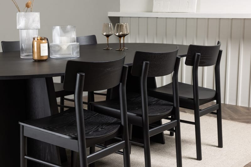 Oval matgrupp Venture Home Svart Svart 6st - Huonekalut - Pöytä & ruokailuryhmä - Ruokailuryhmä