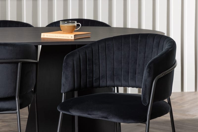 Oval matgrupp Venture Home Svart Svart 6st - Huonekalut - Pöytä & ruokailuryhmä - Ruokailuryhmä