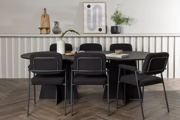 Oval matgrupp Venture Home Svart Svart 6st - Huonekalut - Pöytä & ruokailuryhmä - Ruokailuryhmä