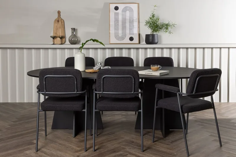 Oval matgrupp Venture Home Svart Svart 6st