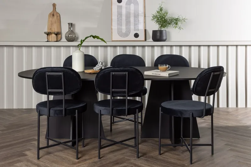 Oval matgrupp Venture Home Svart Svart 6st