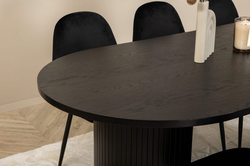 Oval matgrupp Venture Home Svart Svart 6st - Huonekalut - Pöytä & ruokailuryhmä - Ruokailuryhmä