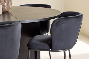 Oval matgrupp Venture Home Svart Svart 6st - Huonekalut - Pöytä & ruokailuryhmä - Ruokailuryhmä