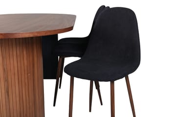 Oval matgrupp Venture Home Svart Valnöt 6st - Huonekalut - Pöytä & ruokailuryhmä - Ruokailuryhmä