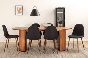 Oval matgrupp Venture Home Svart Valnöt 6st - Huonekalut - Pöytä & ruokailuryhmä - Ruokailuryhmä