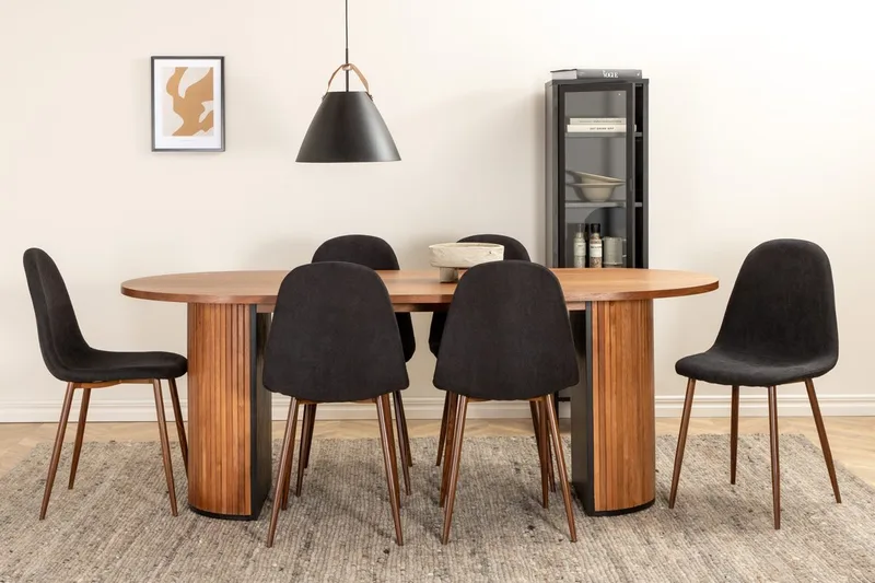 Oval matgrupp Venture Home Svart Valnöt 6st