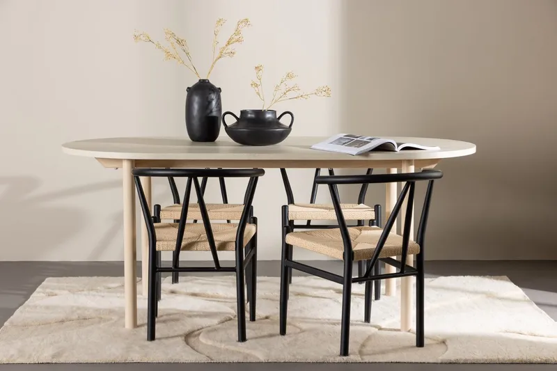 Oval matgrupp Venture Home Svart Vitputsad 4st