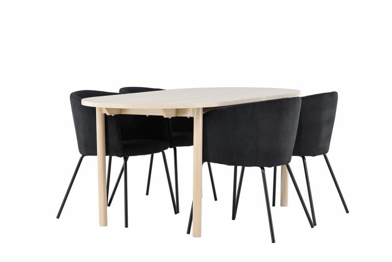 Oval matgrupp Venture Home Svart Vitputsad 4st - Huonekalut - Pöytä & ruokailuryhmä - Ruokailuryhmä