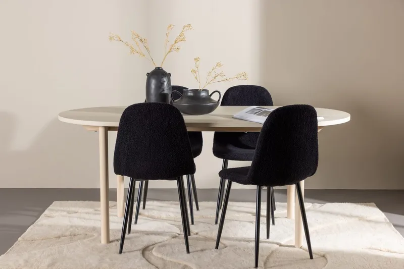 Oval matgrupp Venture Home Svart Vitputsad 4st