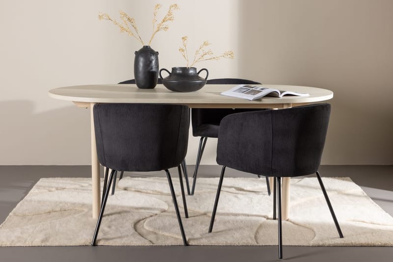 Oval matgrupp Venture Home Svart Vitputsad 4st