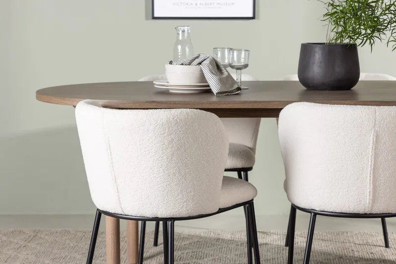 Oval matgrupp Venture Home Vit Natur 4st - Huonekalut - Pöytä & ruokailuryhmä - Ruokailuryhmä