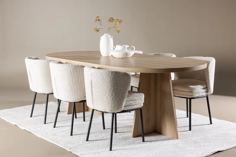 Oval matgrupp Venture Home Vit Natur 6st