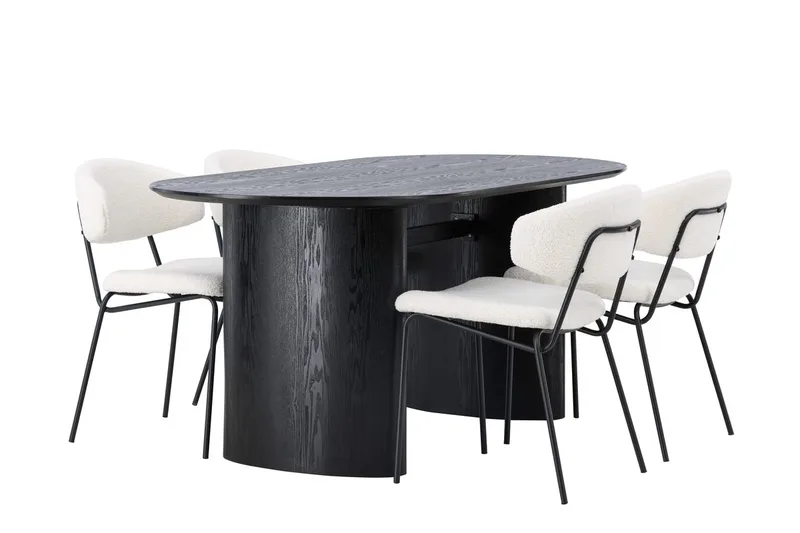 Oval matgrupp Venture Home Vit Svart 4st