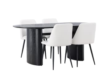 Oval matgrupp Venture Home Vit Svart 4st - Huonekalut - Pöytä & ruokailuryhmä - Ruokailuryhmä