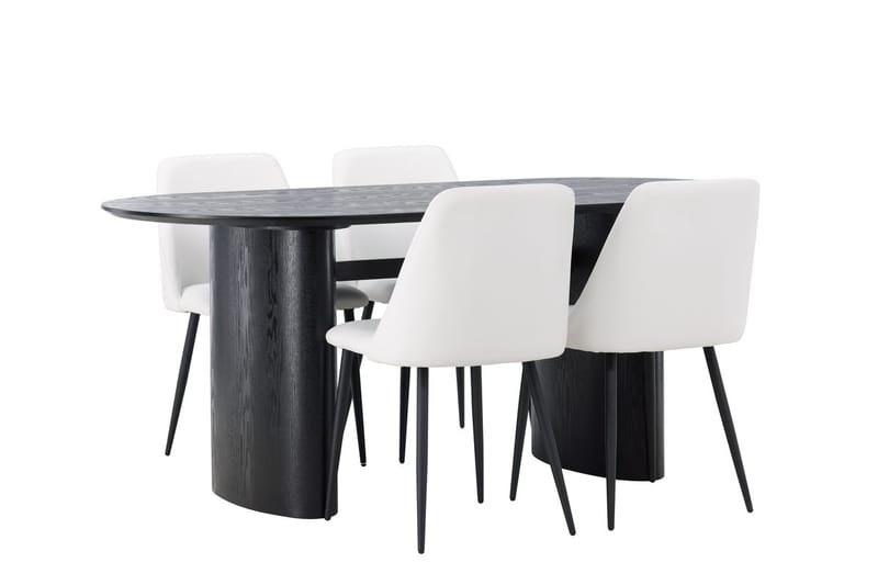 Oval matgrupp Venture Home Vit Svart 4st - Huonekalut - Pöytä & ruokailuryhmä - Ruokailuryhmä