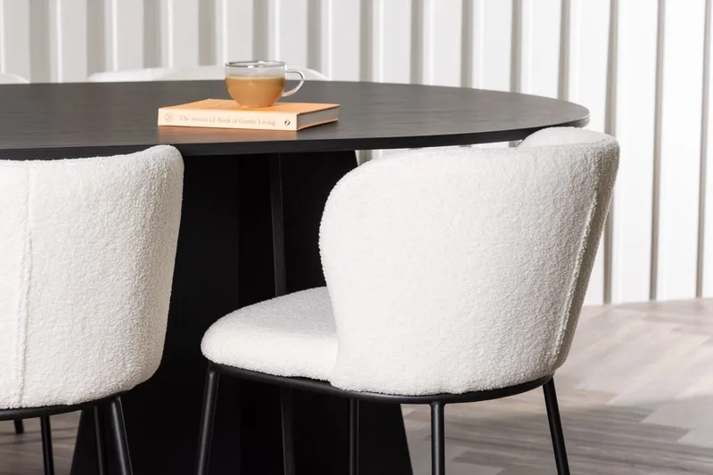 Oval matgrupp Venture Home Vit Svart 6st - Huonekalut - Pöytä & ruokailuryhmä - Ruokailuryhmä
