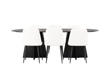 Oval matgrupp Venture Home Vit Svart 6st - Huonekalut - Pöytä & ruokailuryhmä - Ruokailuryhmä