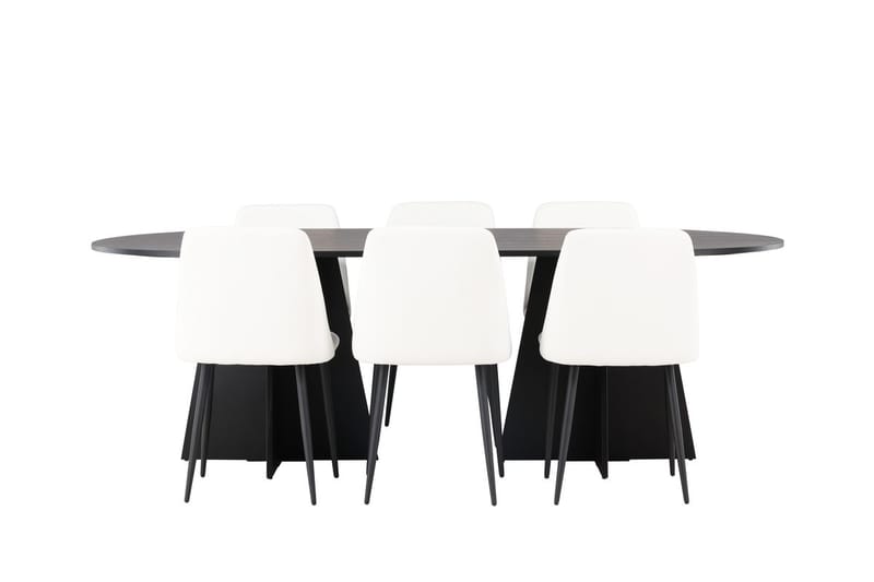 Oval matgrupp Venture Home Vit Svart 6st - Huonekalut - Pöytä & ruokailuryhmä - Ruokailuryhmä